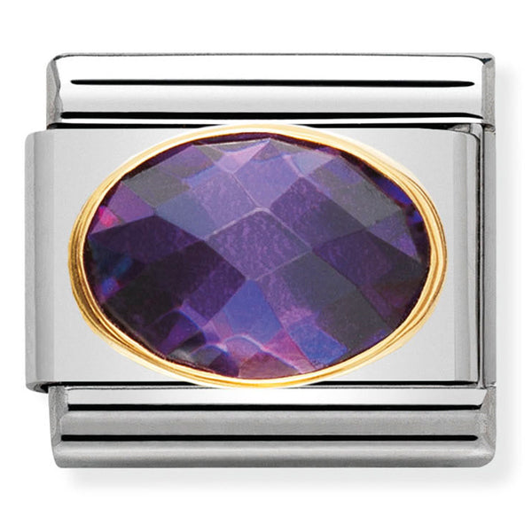 Nomination Composable 18ct Gold Purple Faceted Cubic Zirconia