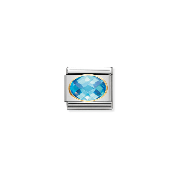 Nomination Composable 18ct Gold Light Blue Faceted Cubic Zirconia