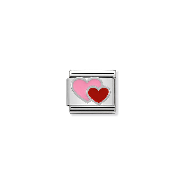 Nomination Composable Sterling Silver & Enamel Pink & Red Double Heart