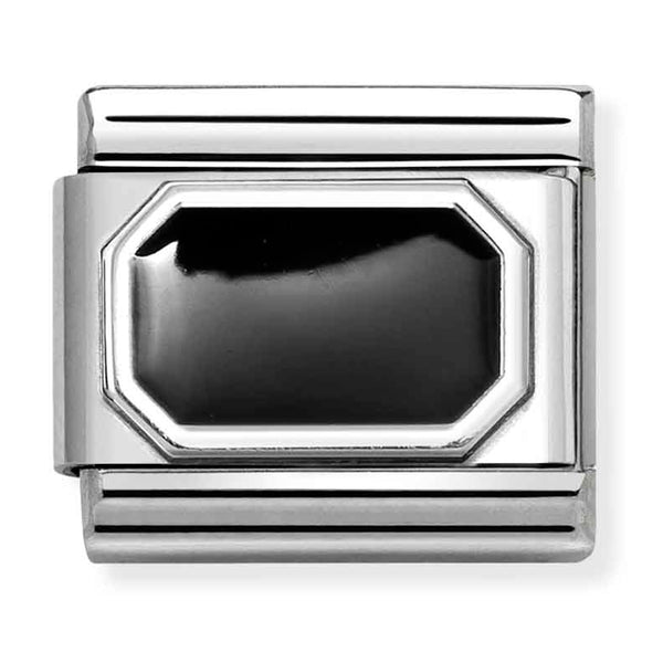 Nomination Composable Sterling Silver & Enamel Black Rectangle