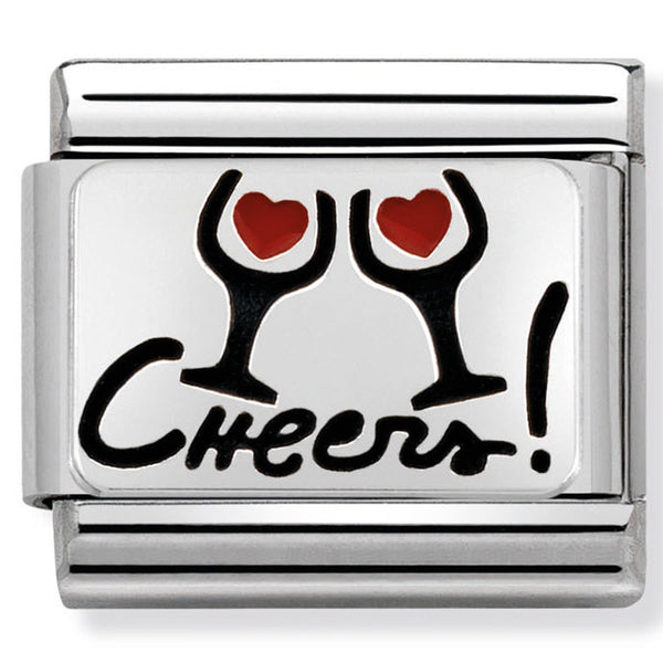 Nomination Composable Sterling Silver & Enamel Cheers with Glasses
