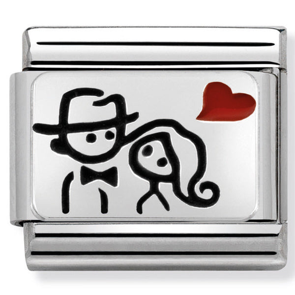 Nomination Composable Sterling Silver & Enamel Couple with Heart