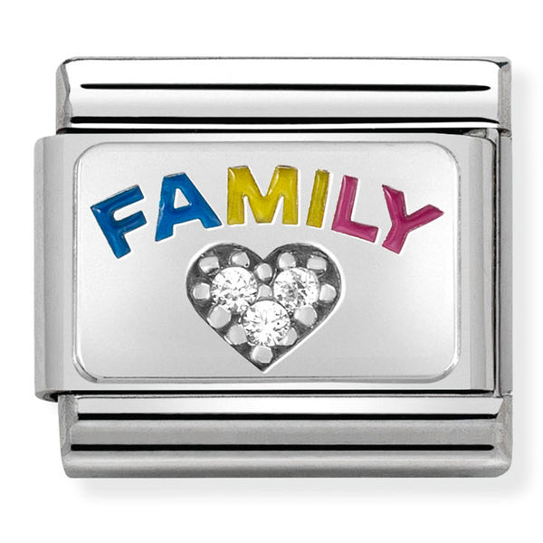 Nomination Composable Sterling Silver, Enamel & CZ Family with Heart