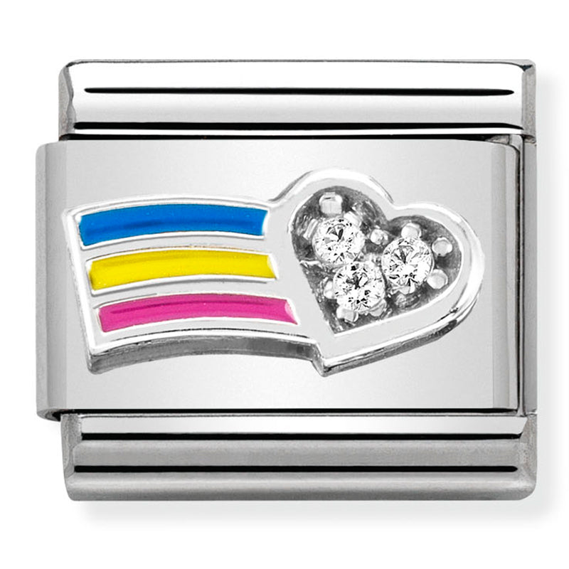 Nomination Composable Sterling Silver, Enamel & CZ Rainbow with Heart