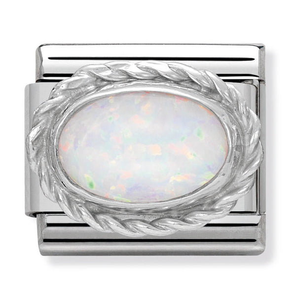 Nomination Composable Sterling Silver White Opal with Twist Detail