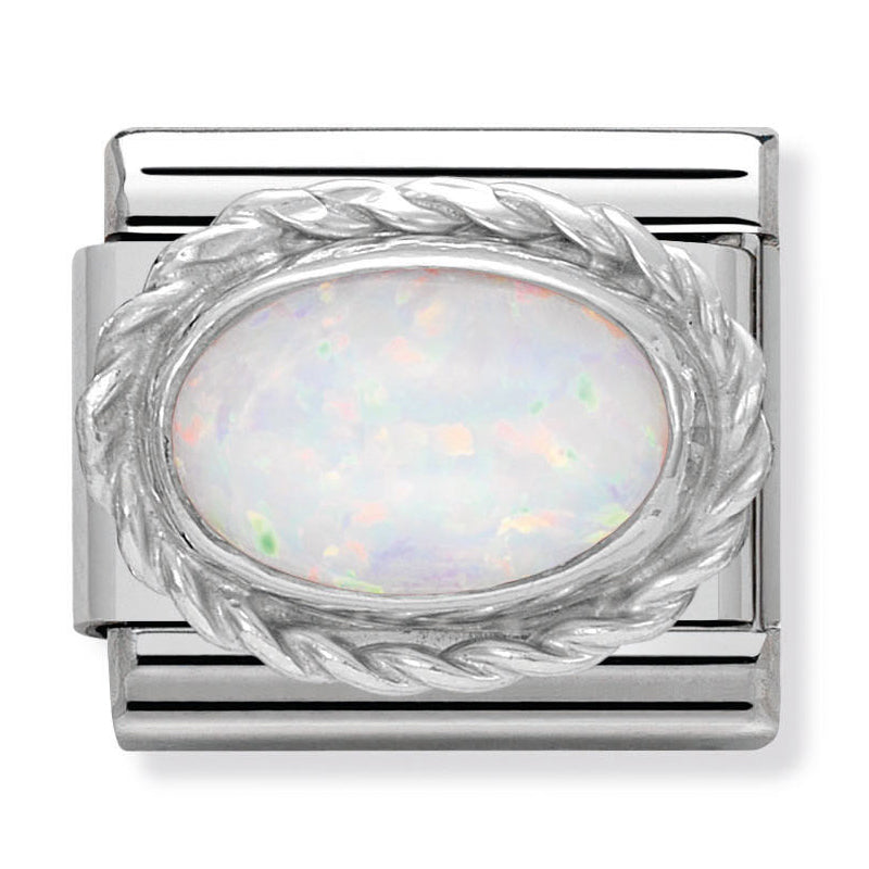 Nomination Composable Sterling Silver White Opal with Twist Detail