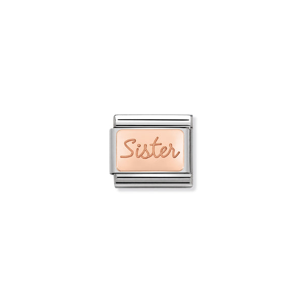 Nomination Composable 9ct Rose Gold Sister Engraved Plate
