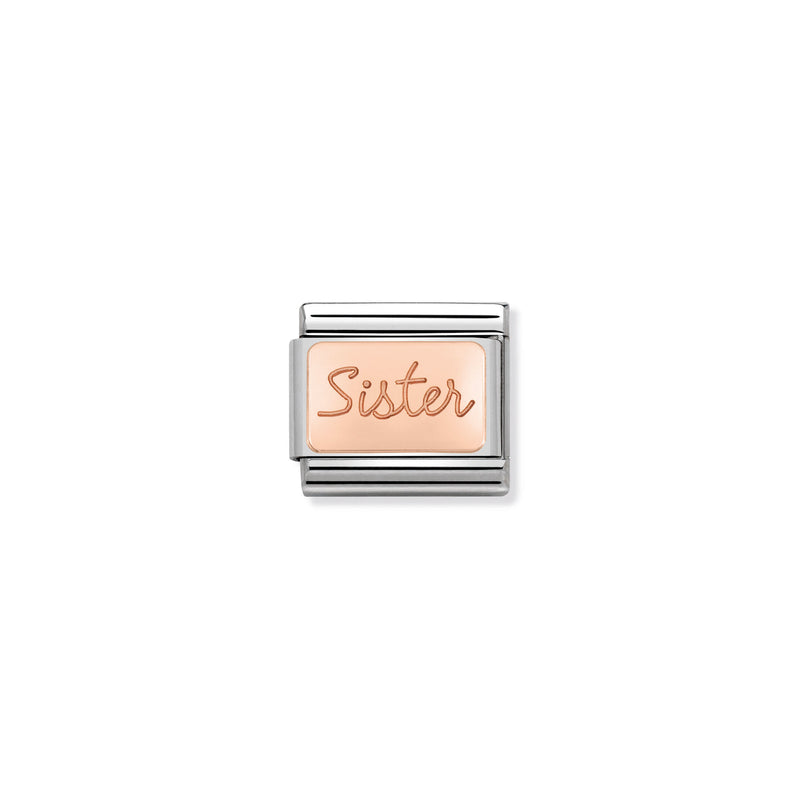 Nomination Composable 9ct Rose Gold Sister Engraved Plate
