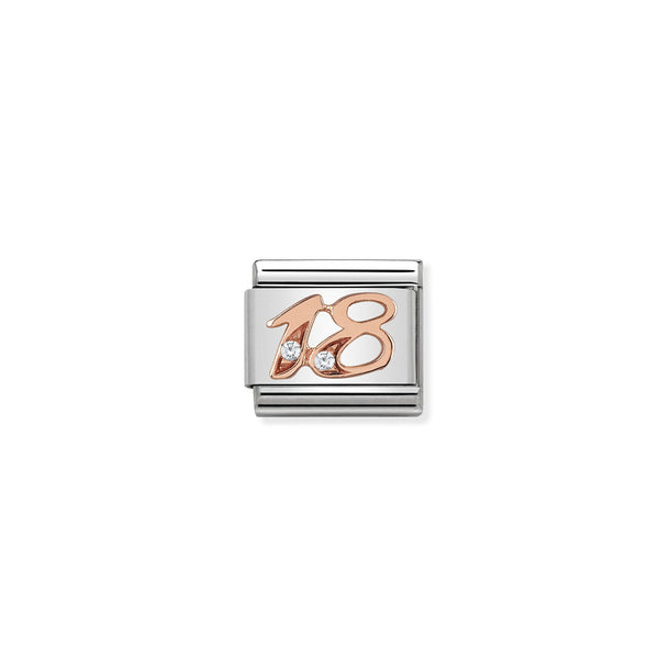 Nomination Composable 9ct Rose Gold & CZ Number 18