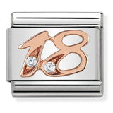 Nomination Composable 9ct Rose Gold & CZ Number 18