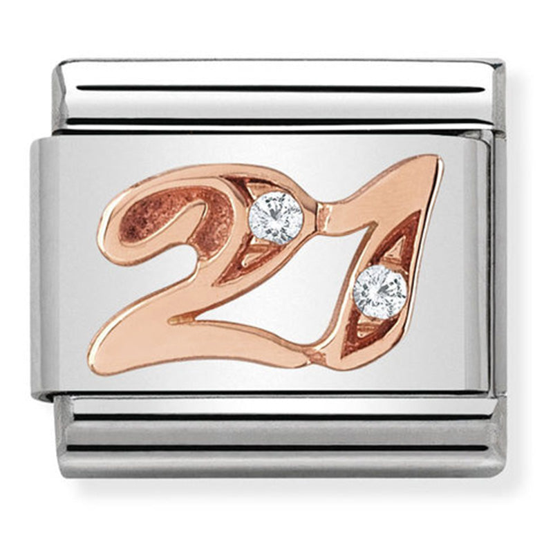 Nomination Composable 9ct Rose Gold & CZ Number 21