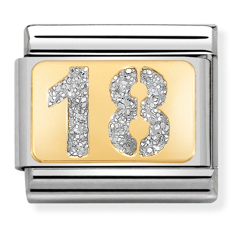 Nomination Composable 18ct Gold & Enamel Glitter Number 18