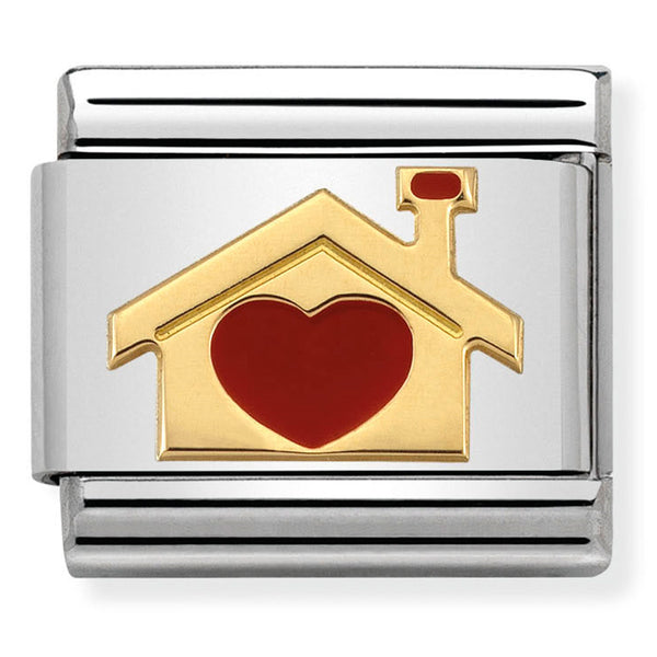 Nomination Composable 18ct Gold & Enamel Home with Heart