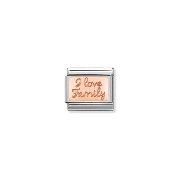 Nomination Composable 9ct Rose Gold I Love Family Plate