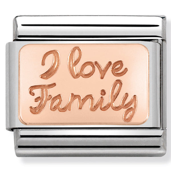 Nomination Composable 9ct Rose Gold I Love Family Plate