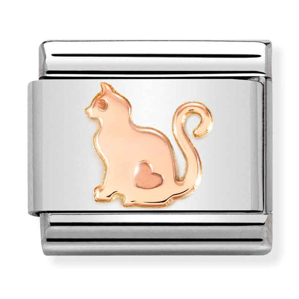 Nomination Composable 9ct Rose Gold Cat with Heart