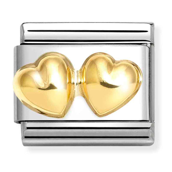 Nomination Composable 18ct Gold Double Rounded Hearts