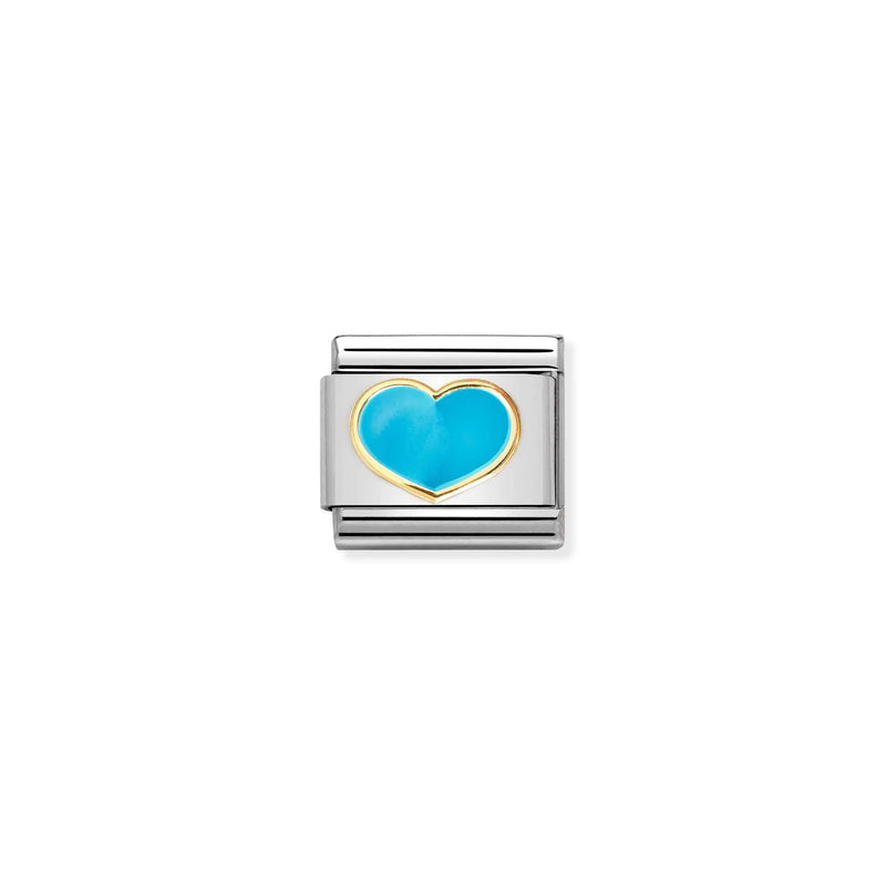 Nomination Composable 18ct Gold and Enamel Turquoise Heart