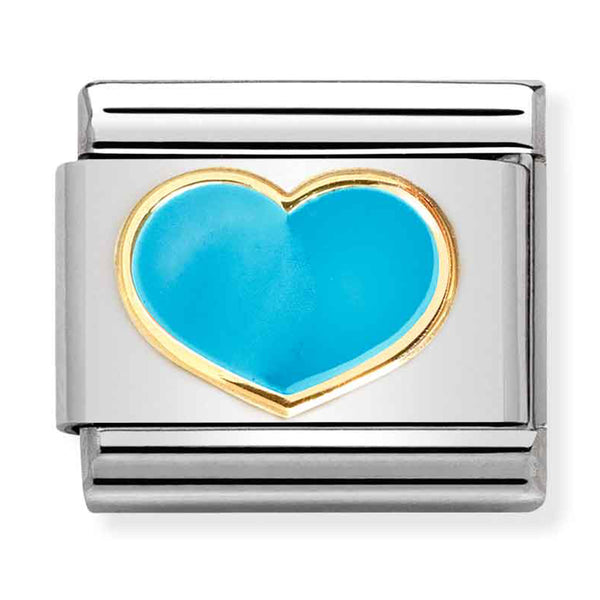 Nomination Composable 18ct Gold and Enamel Turquoise Heart