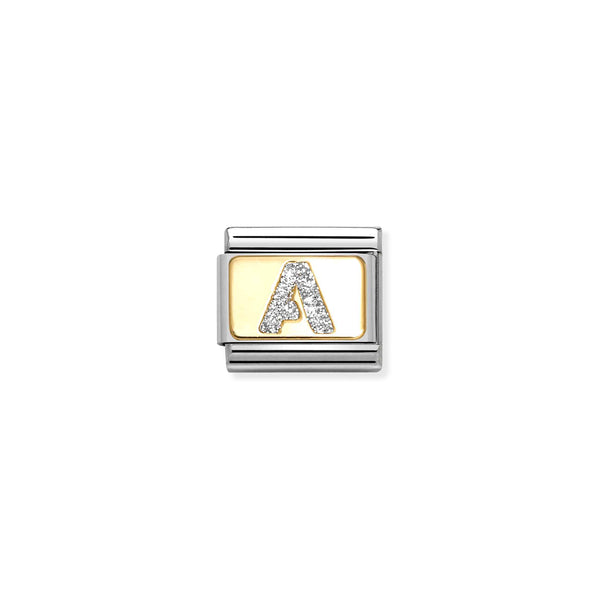 Nomination Composable 18ct Gold and Enamel Glitter Letter A