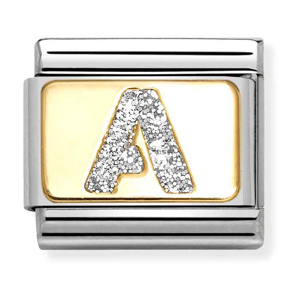 Nomination Composable 18ct Gold and Enamel Glitter Letter A