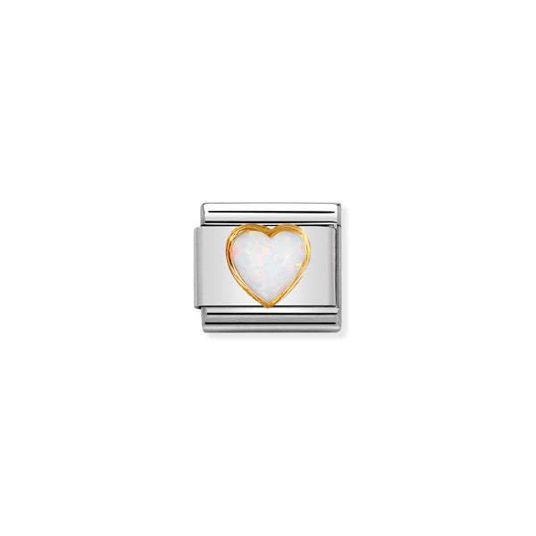 Nomination Composable 18ct Gold Heart with White Opal