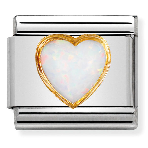 Nomination Composable 18ct Gold Heart with White Opal