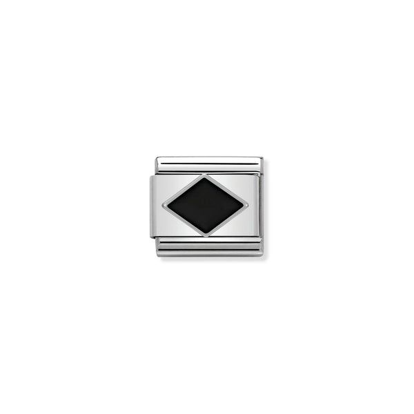 Nomination Composable Sterling Silver and Enamel Black Rhombus