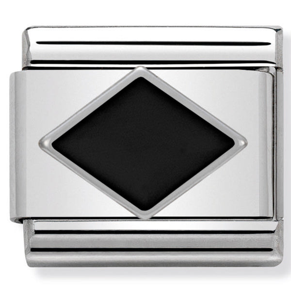 Nomination Composable Sterling Silver and Enamel Black Rhombus