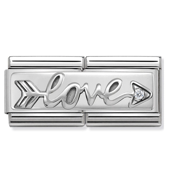 Nomination Composable Sterling Silver and Cubic Zirconia Love Arrow Double Link