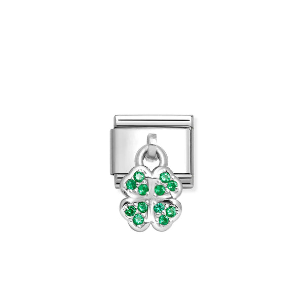 Nomination Composable Sterling Silver and Cubic Zirconia Four-Leaf Clover Charm