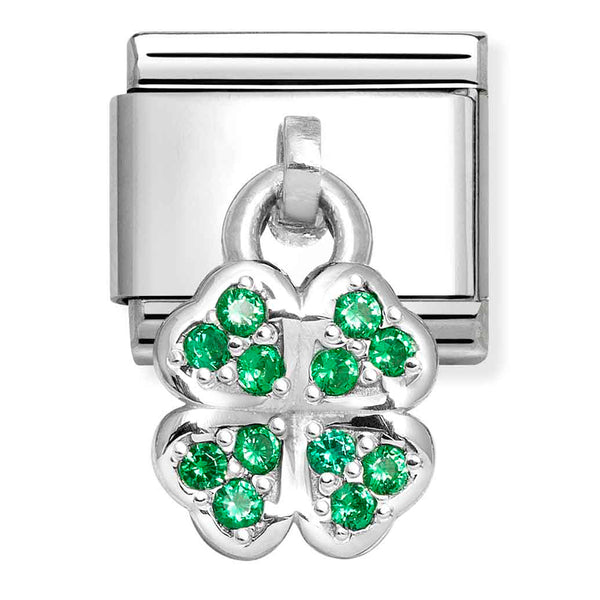 Nomination Composable Sterling Silver and Cubic Zirconia Four-Leaf Clover Charm