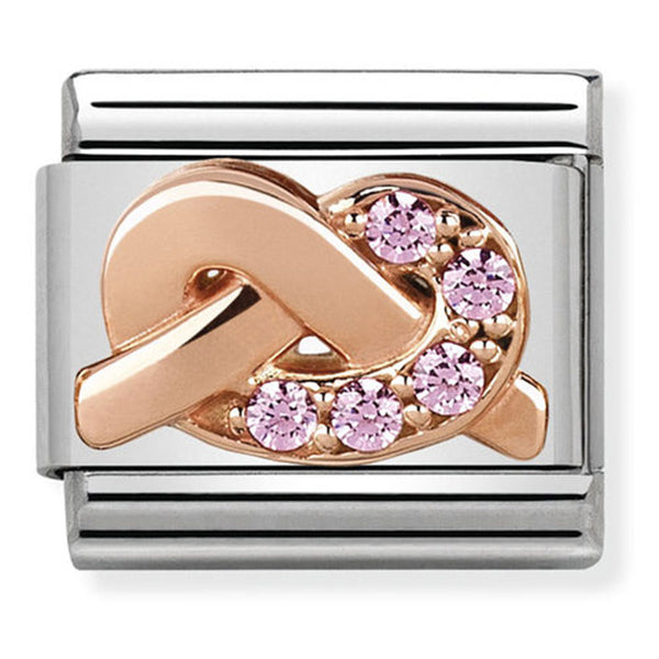 Nomination Composable 9ct Rose Gold and Cubic Zirconia Pink Knot