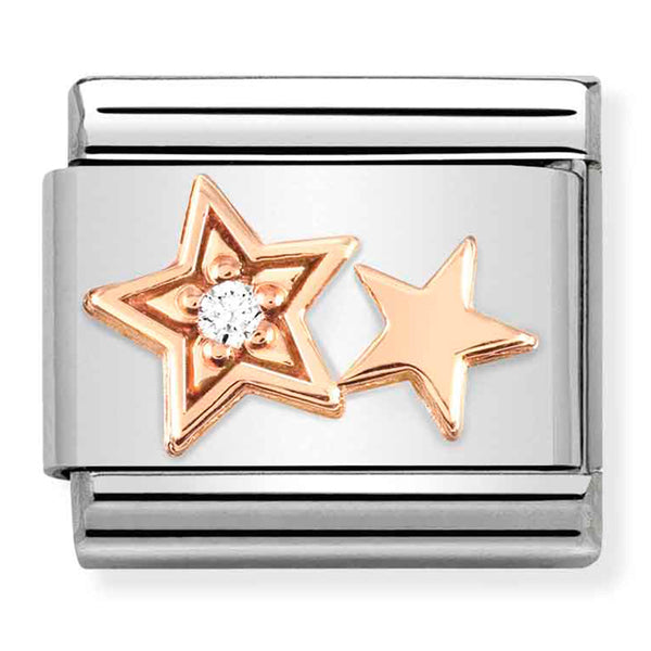 Nomination Composable 9ct Rose Gold and Cubic Zirconia Double Star