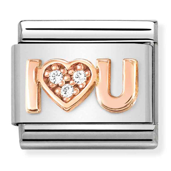 Nomination Composable 9ct Rose Gold and Cubic Zirconia I Heart You