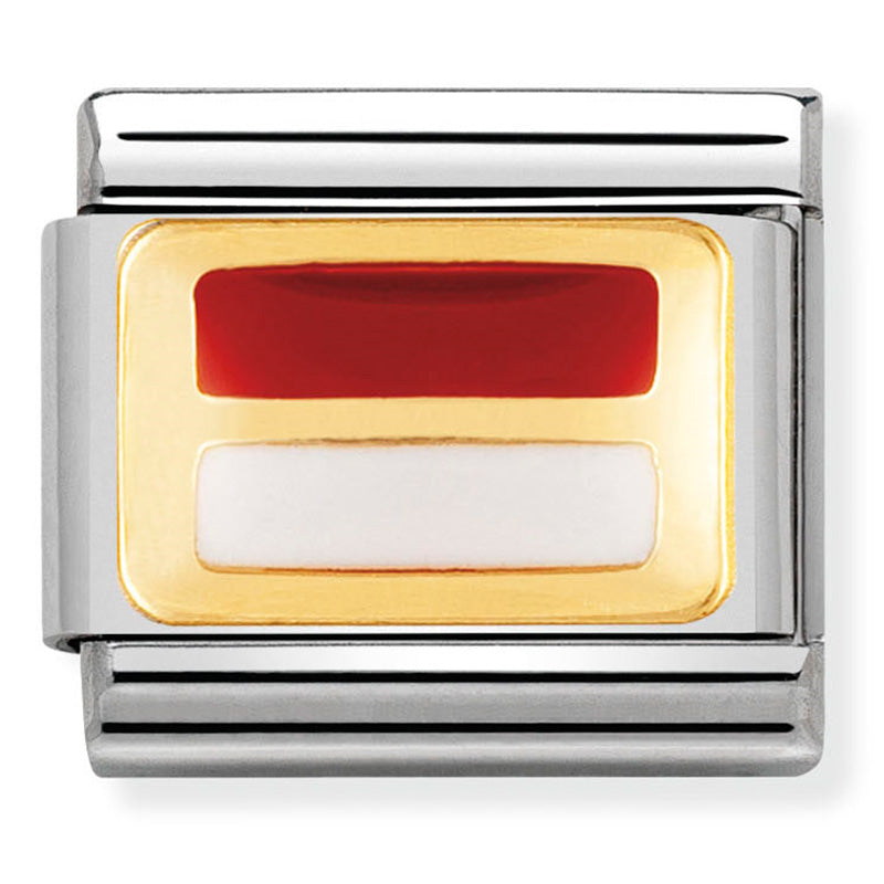 Nomination Composable 18ct Gold and Enamel Flag of Monaco or Indonesia Link