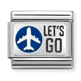 Nomination Composable Sterling Silver and Enamel Plane 'Let's Go' Link