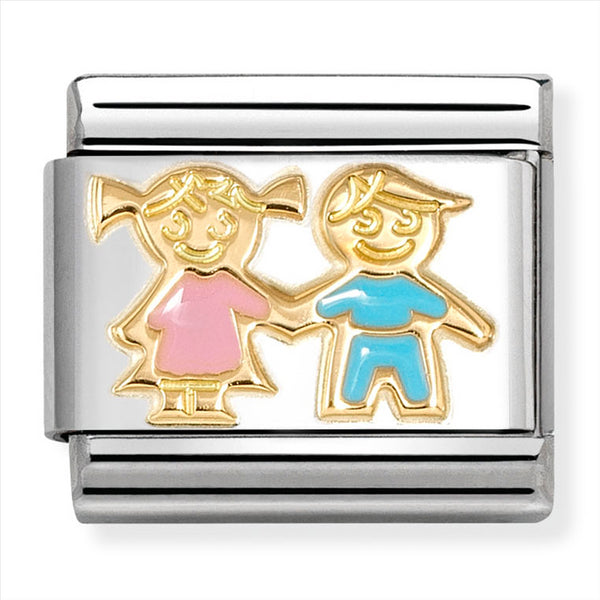 Nomination Composable 18ct Gold and Enamel Boy and Girl Link