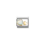 Nomination Composable 18ct Gold and Stone Raised Opal Hearts Link