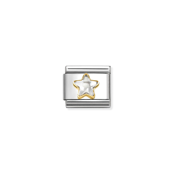 Nomination Composable 18ct Gold and Cubic Zirconia Raised Star Link