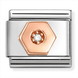 Nomination Composable 9ct Rose Hexagon with Cubic Zirconia Link