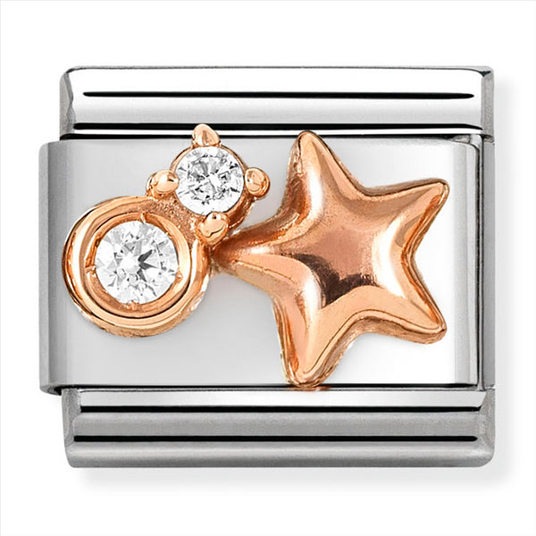 Nomination Composable 9ct Rose Raised Star and Cubic Zirconia Link