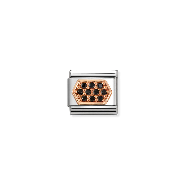 Nomination Composable 9ct Rose Gold and Black Zirconia Hexagon Link