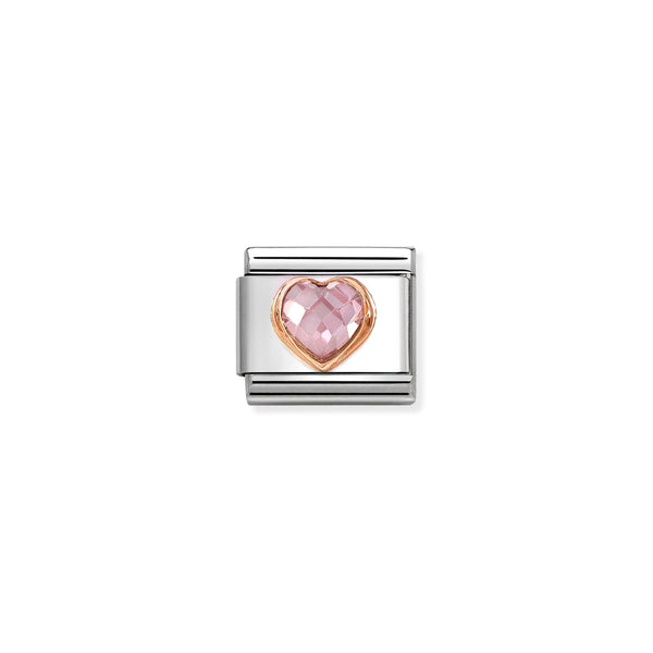 Nomination Composable 9ct Rose Gold and Pink Cubic Zirconia Heart Link