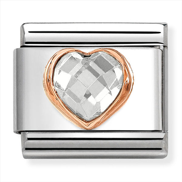 Nomination Composable 9ct Rose Gold and White Cubic Zirconia Heart Link