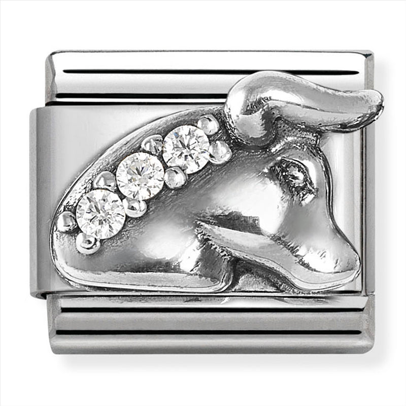 Nomination Composable Sterling Silver Raised Taurus Star Sign and Cubic Zirconia