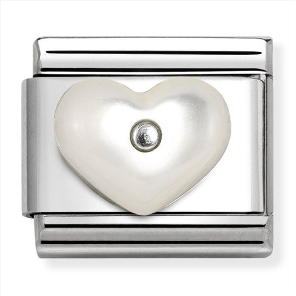 Nomination Composable Sterling Silver and  White Heart Link