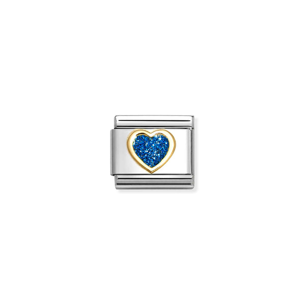 Nomination Composable 18ct Gold & Enamel Glitter Blue Heart