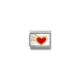 Nomination Composable 18ct Gold and Enamel Red Heart and Crown