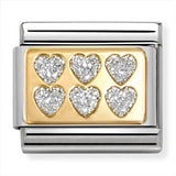 Nomination Composable 18ct Gold and Enamel Glitter Hearts